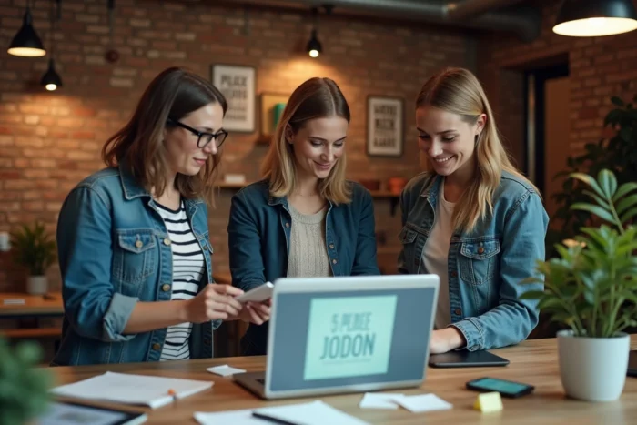 Équipe créative en agence travaillant ensemble sur un projet de vidéo motion design pour la communication d'entreprise